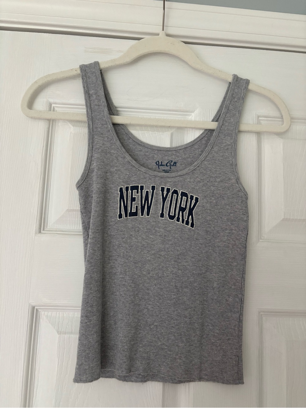 Brandy Melville Gray 'New York' Ribbed Scoop Tank